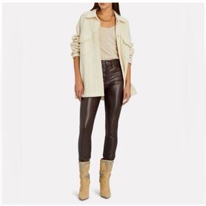 Veronica Beard Vegan Leather Pants Brown Debbie Skinny High Rise Size 26